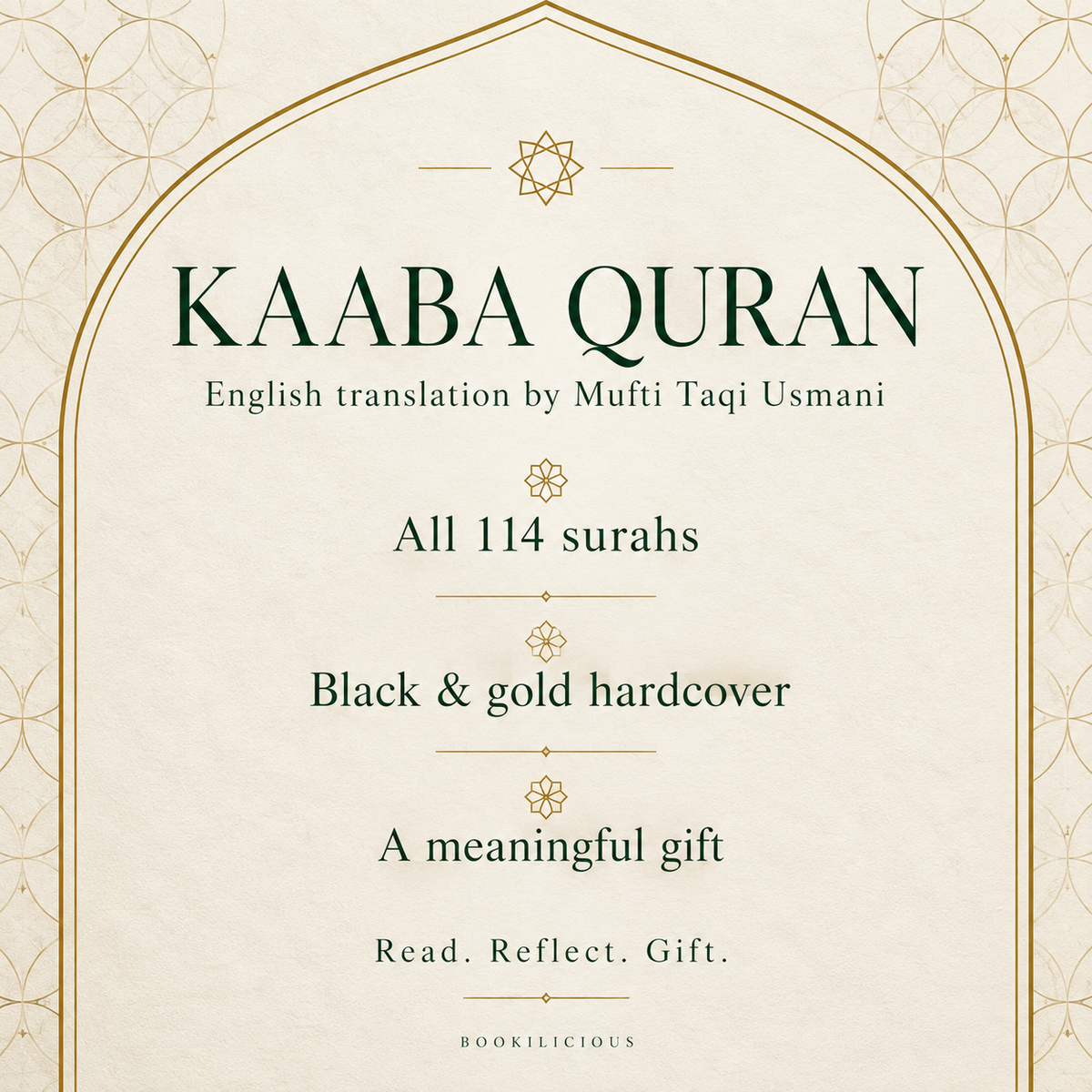 Kaaba Quran — English translation, all 114 surahs, black and gold hardcover
